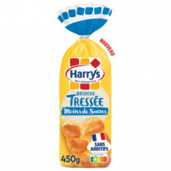 HARRYS - Brioche Tressée Moins de Sucre sans additifs - sachet de 450 g Sonico.fr