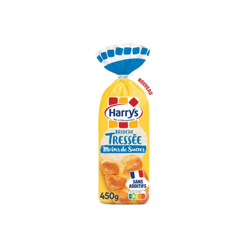 HARRYS - Brioche Tressée Moins de Sucre sans additifs - sachet de 450 g Sonico.fr