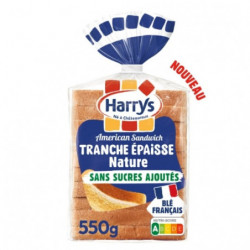 HARRYS - American Sandwich Tranches Epaisses Nature Sans sucres ajoutés Pain De Mie - paquet de 550 g Sonico.fr