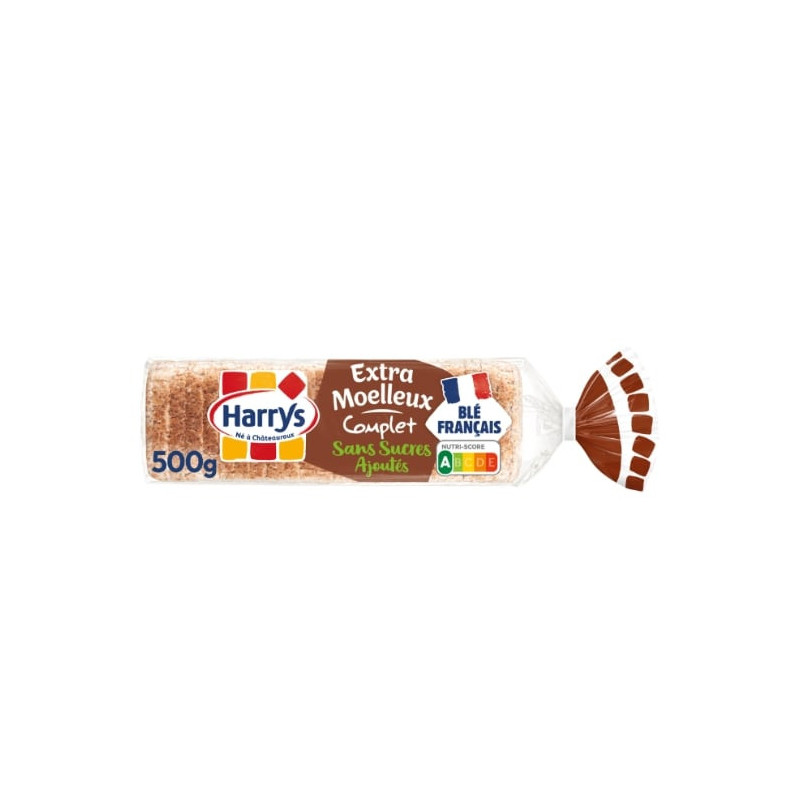 HARRYS - Extra Moelleux Complet Sans Sucres Ajoutés Pain De Mie - paquet de 500 g Sonico.fr