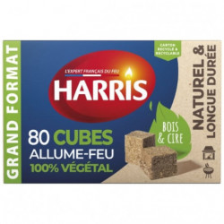 HARRIS - Allume-Feu Cube bois compressé cire végétale - boite de 80 cubes Sonico.fr