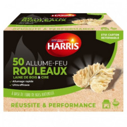 HARRIS - Allume-Feu Rouleaux laine De Bois et Cire - boite de 50 rouleaux Sonico.fr