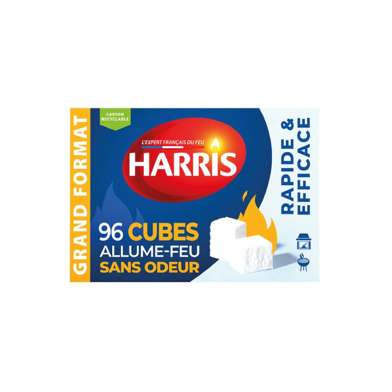 HARRIS - Allume-Feu Cube Sans odeur - boite de 96 cubes Sonico.fr