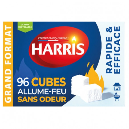 HARRIS - Allume-Feu Cube Sans odeur - boite de 96 cubes Sonico.fr