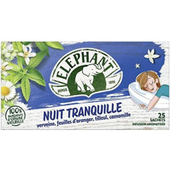 ELEPHANT - Nuit Tranquille Infusion verveine tilleul camomille - boite de 25 sachets - 38 g Sonico.fr