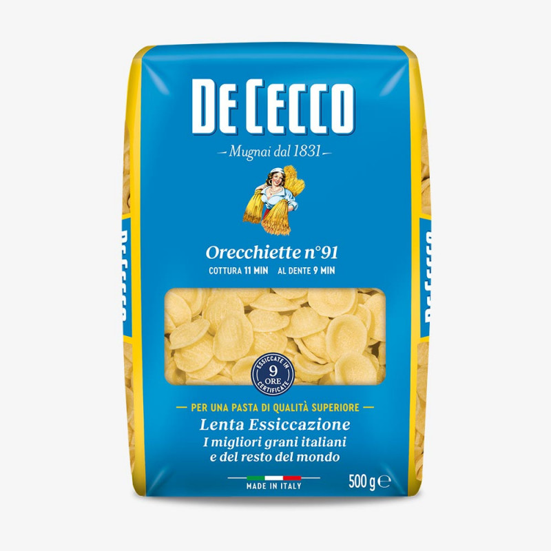 DE CECCO - Pâtes Orecchiette n° 91 - paquet de 500 g Sonico.fr
