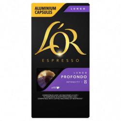 L'OR - Espresso Profondo Lungo Intensité 8 - 10 Capsules de café en aluminium Compatible Nespresso Sonico.fr