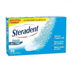 STERADENT - Nettoyants Pureté Active pour prothèses dentaires - boite de 36 comprimés Sonico.fr