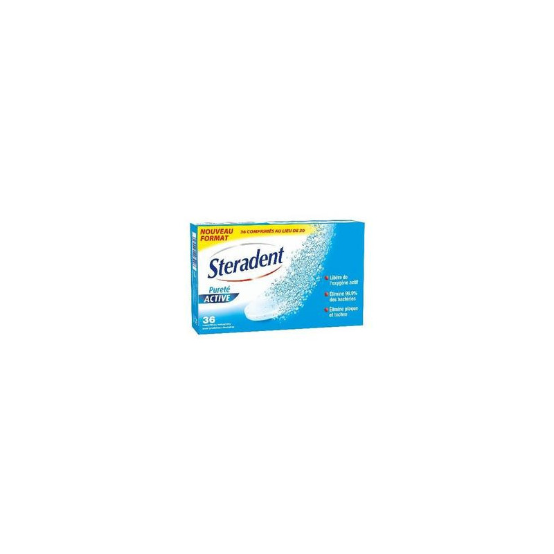 STERADENT - Nettoyants Pureté Active pour prothèses dentaires - boite de 36 comprimés Sonico.fr
