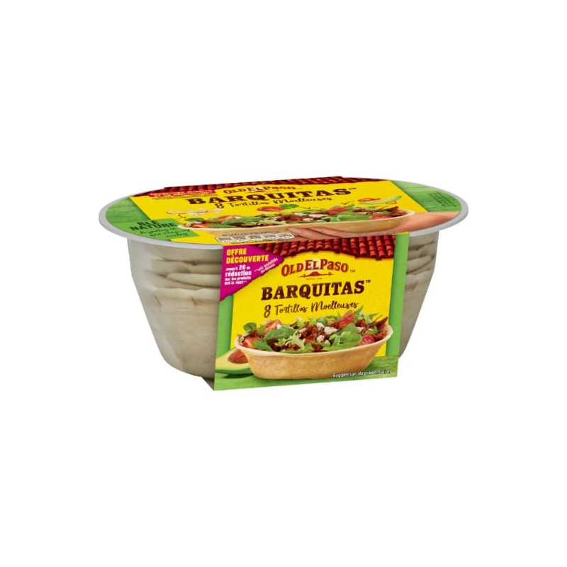 OLD EL PASO - Barquitas Tortilla Moelleuses Blé Nature - paquet de 8 Tortillas - 193 g Sonico.fr
