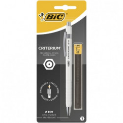 BIC - Porte mine Criterium HB 2 mm Blanc - blister de 1 porte mine et 6 mines Sonico.fr