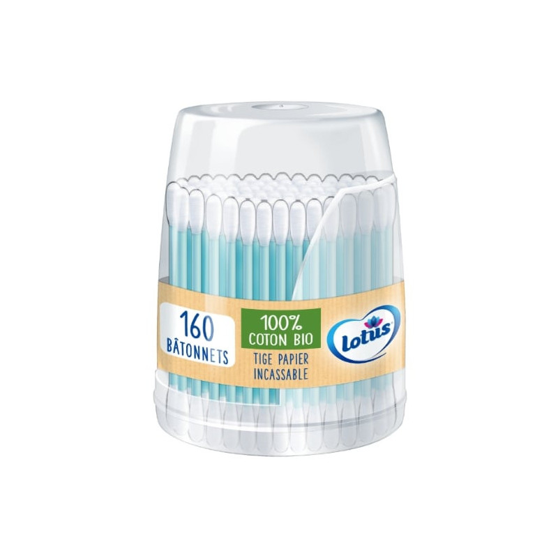 LOTUS - Coton-tiges Coton bio - distributeur de 160 bâtonnets Sonico.fr