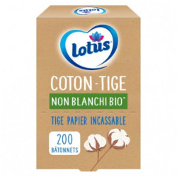 LOTUS - Coton-tiges en papier et Coton Bio non blanchi - boite de 200 bâtonnets Sonico.fr