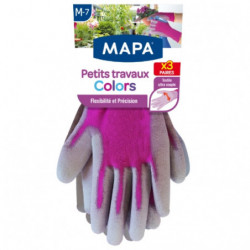 MAPA - Petits Travaux Colors Taille M Gants de Jardinage - paquet de 3 paires de gant Sonico.fr