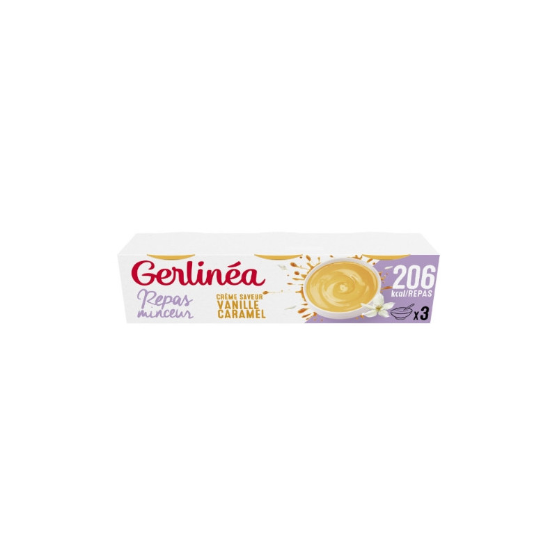 GERLINEA - Repas Minceur Crème vanille caramel - paquet de 3 coupelles de 210 g Sonico.fr