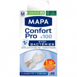 MAPA - Confort Pro Stop Bactéries Taille M Gants Latex - Boîte de 100 gants Sonico.fr