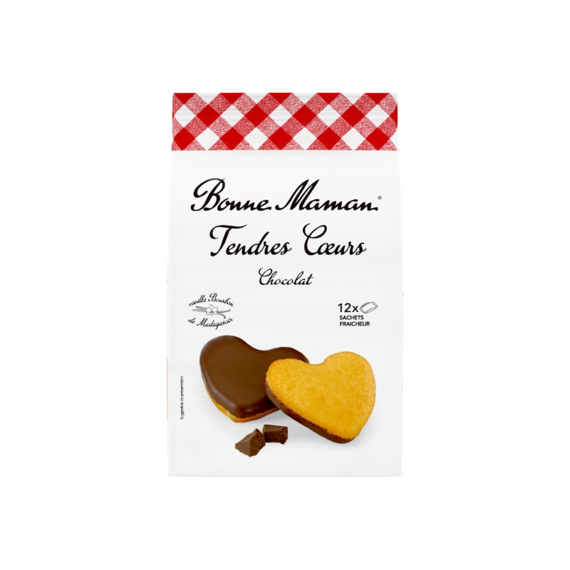 BONNE MAMAN - Gâteaux Tendres Coeurs Nappés Chocolat - sachet de 12 gâteaux de 300 g Sonico.fr