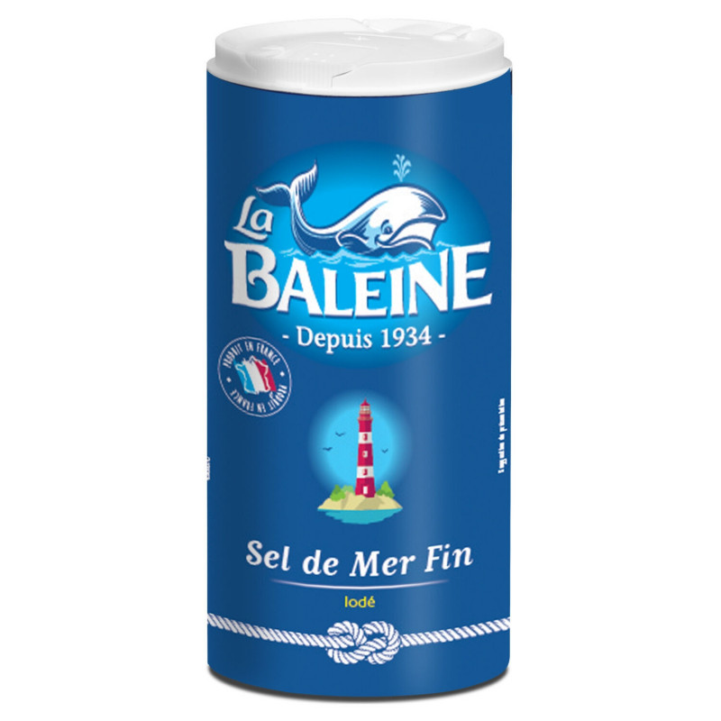 LA BALEINE - Salière Bleu - Sel Fin iodé et fluoré - 550 g Sonico.fr
