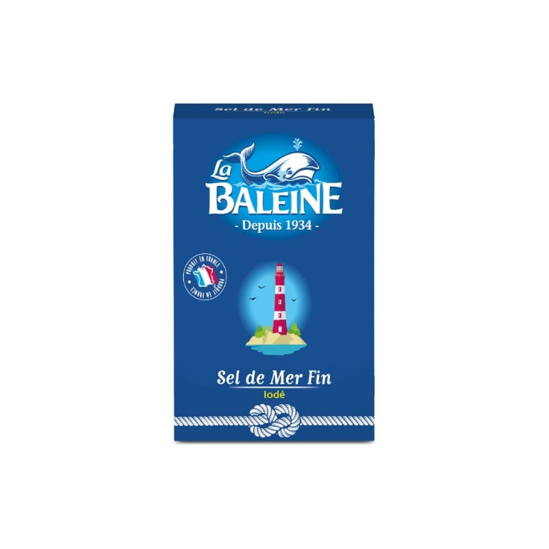 LA BALEINE - Sel de mer fin iodé - boite de 500 g Sonico.fr