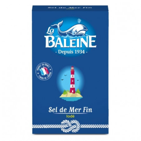 LA BALEINE - Sel de mer fin iodé - boite de 500 g Sonico.fr