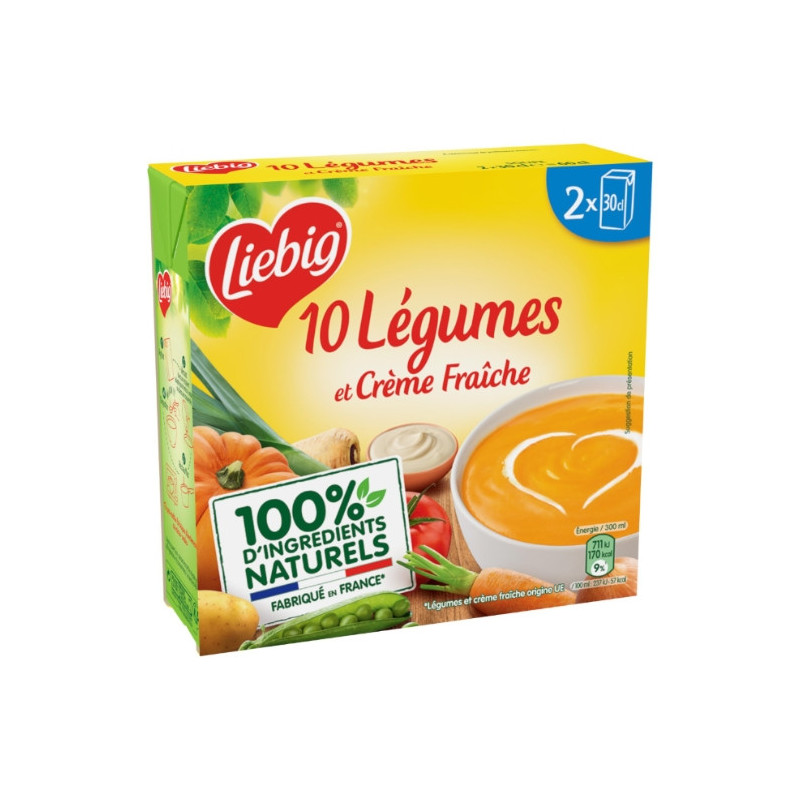 LIEBIG - Velouté 10 Légumes et Crème Fraîche - paquet de 2 briques de 30 cl Sonico.fr