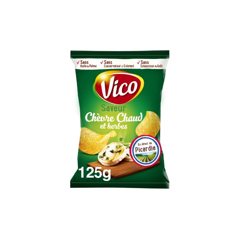 VICO - Chips Chèvre Chaud Et Herbes - paquet de 125 g Sonico.fr