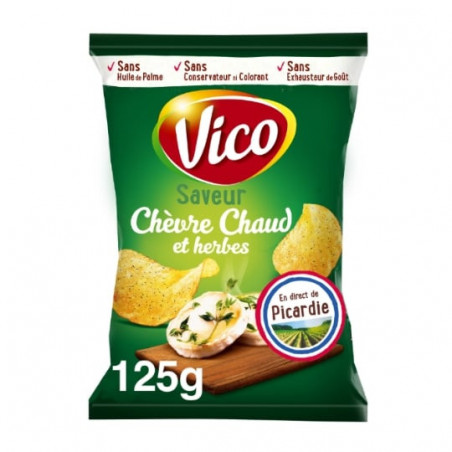 VICO - Chips Chèvre Chaud Et Herbes - paquet de 125 g Sonico.fr