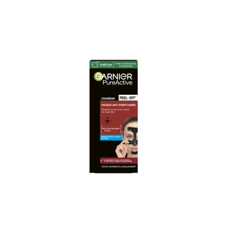 GARNIER - Pure Active Charbon Masque Visage Peel-Off Anti-Points Noirs - 50 ml Sonico.fr