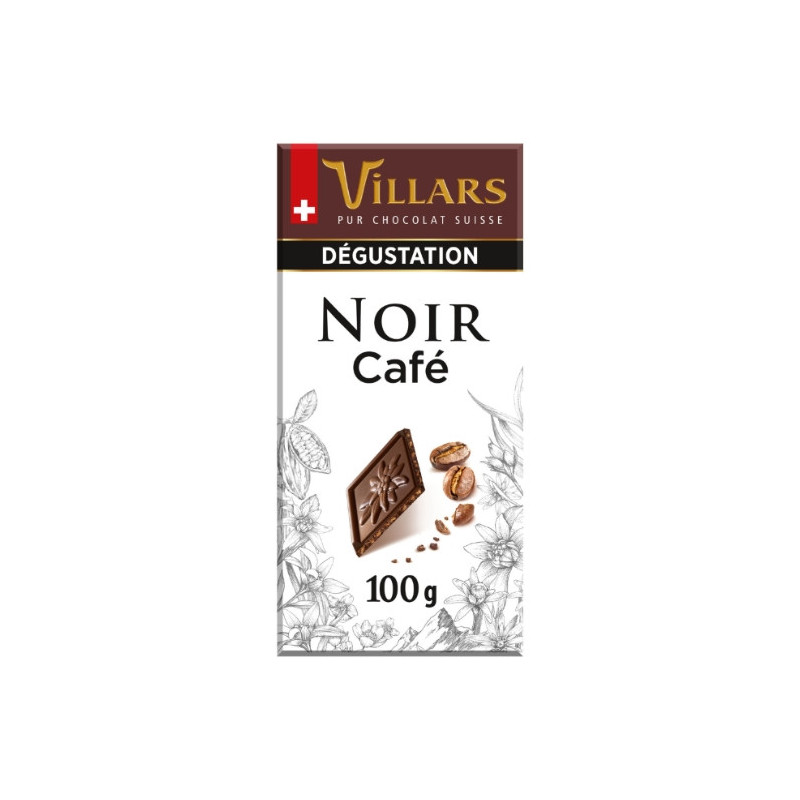 VILLARS - Tablette Dégustation Chocolat Noir Aux Pépites De Café - tablette de 100 g Sonico.fr