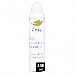 DOVE - Déo Spray 72h Pour Tout le Corps Peaux Sensibles Lavande Et Camomille - flacon de 150 ml Sonico.fr