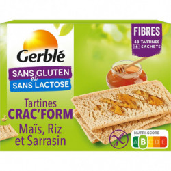 GERBLE - tartines Crac'Form Maïs Riz Sarrasin Sans Gluten Fibres - boite de 250 g Sonico.fr