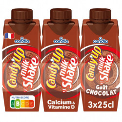 CANDY UP - Milkshake Goût Chocolat Boisson Lactée - pack de 3 briques de 25 cl Sonico.fr