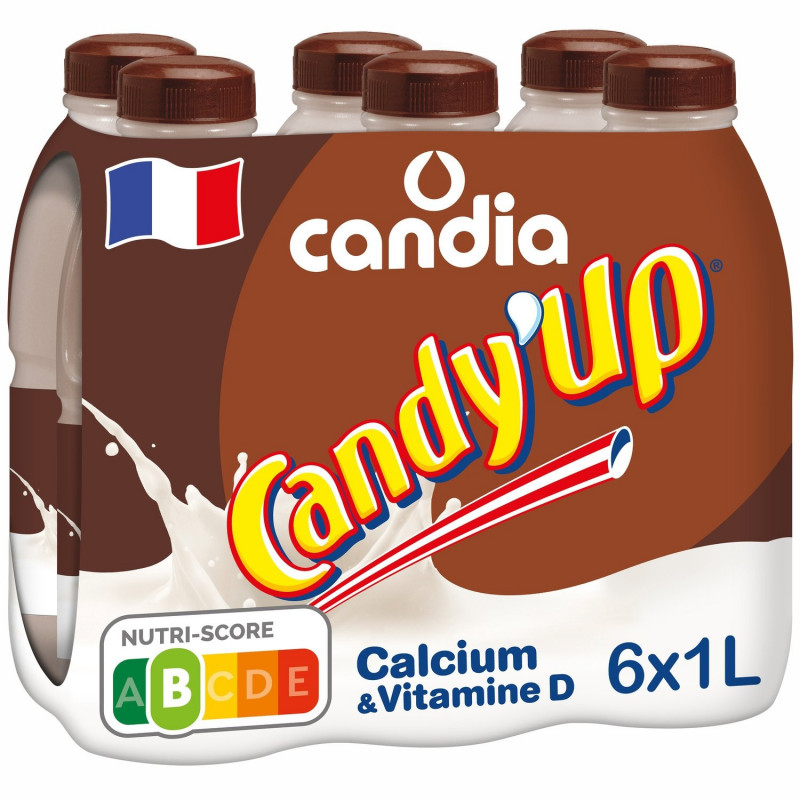 CANDY UP - Goût Chocolat Boisson Lactée - pack de 6  bouteilles de 1 L Sonico.fr