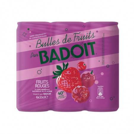 BADOIT - Fruits Rouges Eau gazeuse aromatisée - pack de 6 canettes de 33 cl Sonico.fr