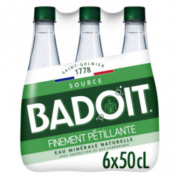 BADOIT - Eau Gazeuse Naturelle Finement Pétillante - pack de 6 bouteilles de 50 cl Sonico.fr