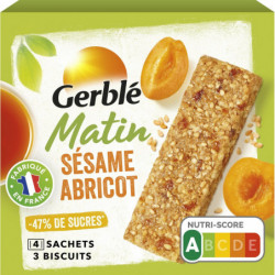 GERBLE - Matin Abricot Sésame Biscuit Petit dejeuner - boîte de 120 g Sonico.fr