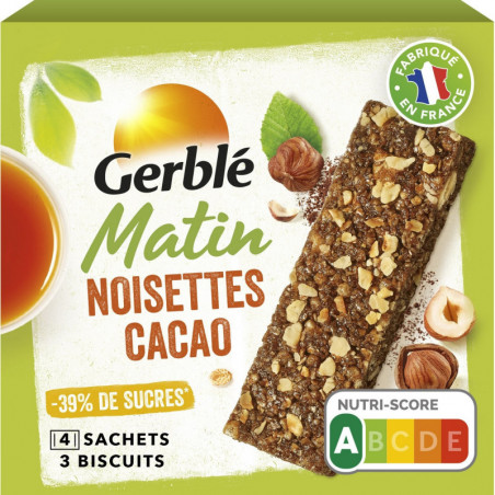GERBLE - Matin Noisettes Cacao Biscuit Petit dejeuner - boîte de 120 g Sonico.fr
