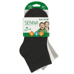 Emballage SENNA – Lot de 3 paires de chaussettes courtes garçon en coton, taille 32-36, coloris assortis