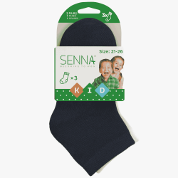 Emballage SENNA – Lot de 3 paires de chaussettes coton courtes garçon, taille 21-26, coloris unis assortis