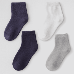 Chaussettes SENNA enfant garçon en coton – Lot de 3 paires, couleurs assorties (blanc, gris, marine), taille 21-26