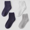 Chaussettes SENNA enfant garçon en coton – Lot de 3 paires, couleurs assorties (blanc, gris, marine), taille 21-26