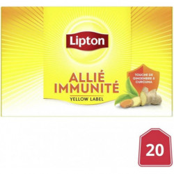 LIPTON - Thé Noir Yellow Label Immunité À La Vitamine C - paquet de 20 sachets Sonico.fr