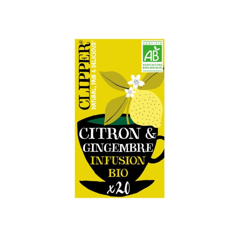 CLIPPER - Infusion Citron Gingembre - boite de 20 sachets - 50 g Sonico.fr