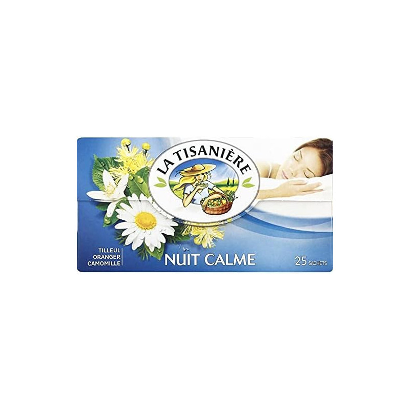 LA TISANIERE - Nuit Calme Infusion tilleul oranger camomille - boite de 25 sachets - 37,5 g Sonico.fr