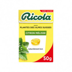 RICOLA - Citron Mélisse Bonbons Suisse aux Plantes Sans Sucres - Boite de 50 g Sonico.fr