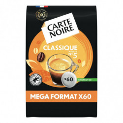CARTE NOIRE - Classique Intensité 5 - 60 dosettes Cafés Compatible Senseo Sonico.fr