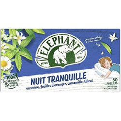ELEPHANT - Nuit Tranquille Infusion verveine tilleul camomille - boite de 50 sachets - 76 g Sonico.fr