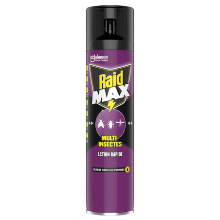 RAID - Max Insecticide Multi-Insectes Volants Rampants Parfum Léger - spray de 400 ml Sonico.fr