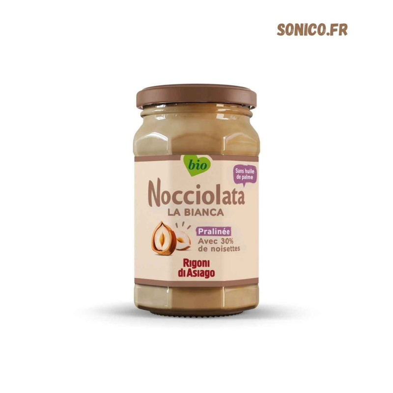 Pot de Nocciolata Bianca 250 g bio sans huile de palme – packshot vertical