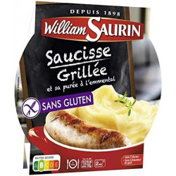WILLIAM SAURIN - Assiette Micro-Ondable Saucisse Grillée Purée - 300 g Sonico.fr